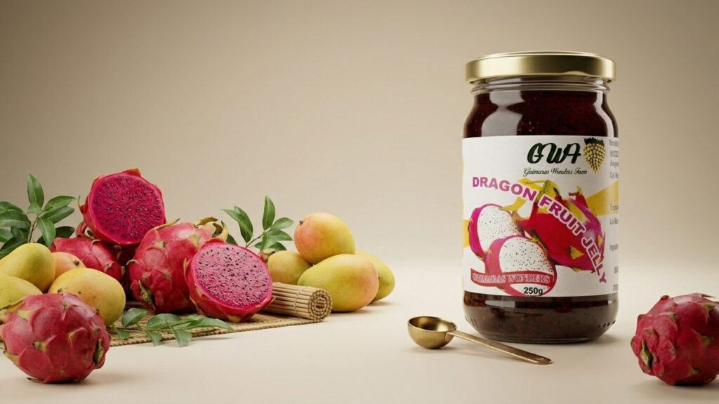 A jar of Guimaras Wonder's Farm dragon fruit jelly